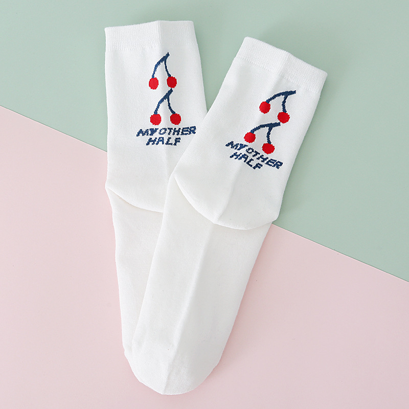 Leisure Cartoon Black And White Crew Socks Girls Socks Student Socks Sports Socks Tide Solid Color Small White Sox